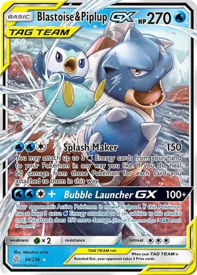 Blastoise & Piplup GX Pokemon card