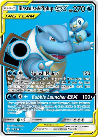 Blastoise & Piplup GX (Full Art) Pokemon card