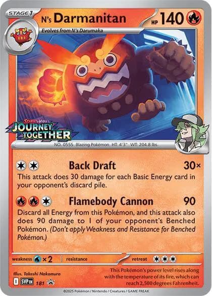 N's Darmanitan (Prerelease)  Pokemon card