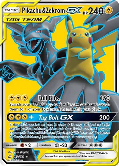 Pikachu & Zekrom GX (Full Art) Pokemon card