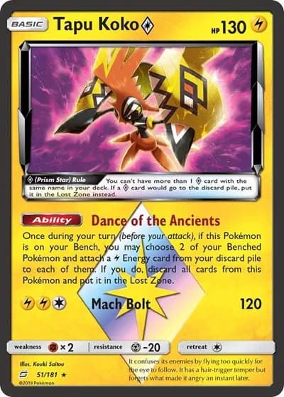 Tapu Koko Prism Star  Pokemon card