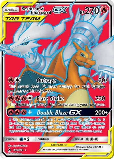 Reshiram & Charizard GX (Full Art)  Pokemon card