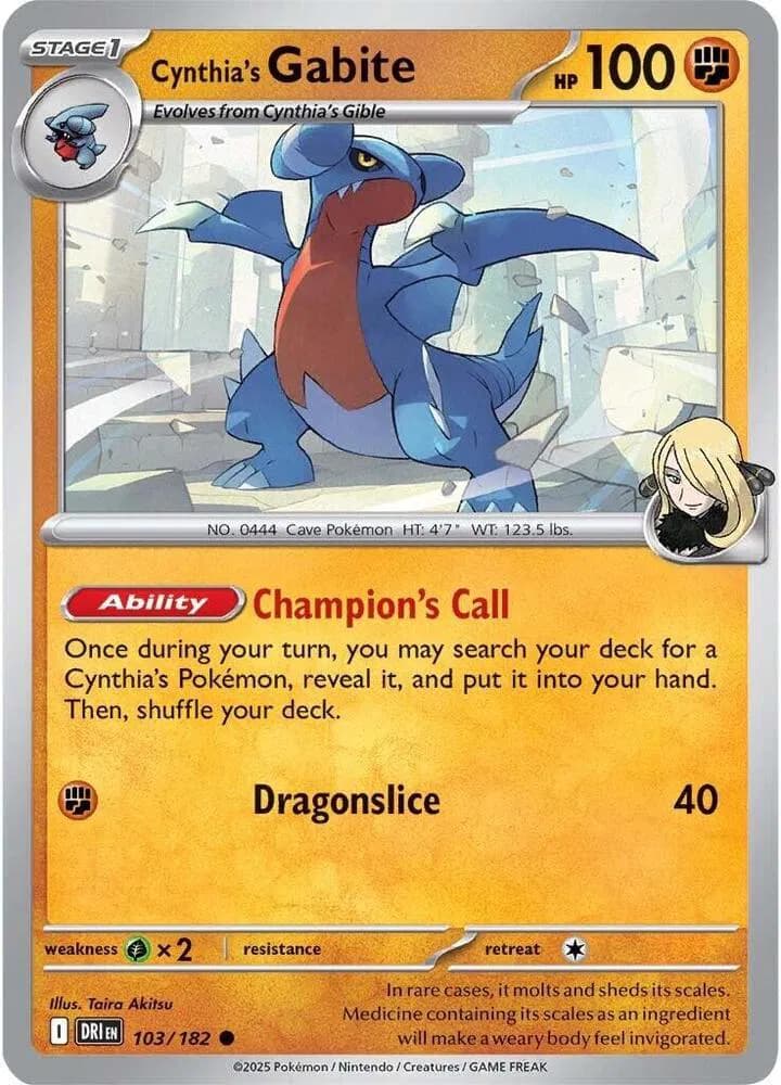 Cynthia's Gabite Pokemon card