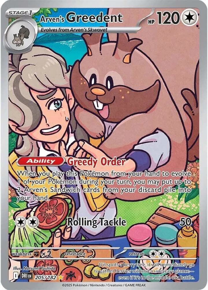 Arven's Greedent Pokemon card