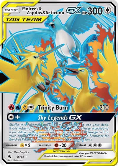 Moltres & Zapdos & Articuno GX (Full Art) Pokemon card