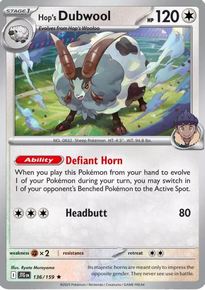 Hop's Dubwool Pokemon card
