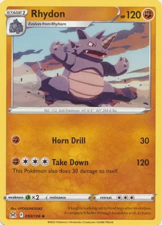 Rhydon Pokemon card