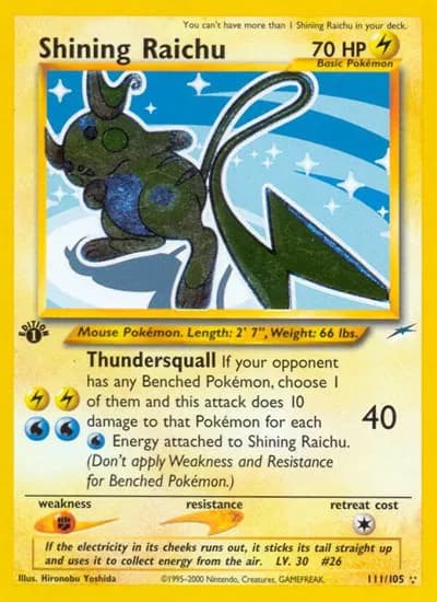 Shining Raichu Pokemon card