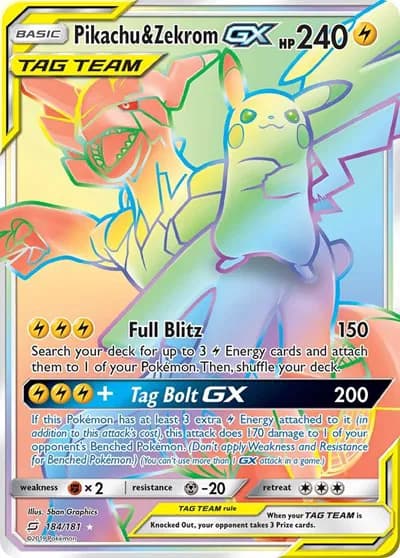 Pikachu & Zekrom GX (Secret) Pokemon card