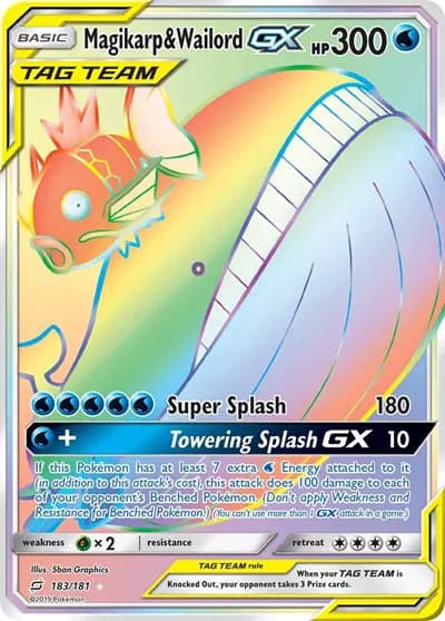 Magikarp & Wailord GX (Secret) Pokemon card