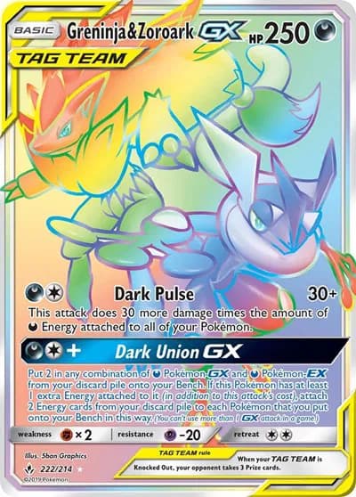 Greninja & Zoroark GX (Secret) Pokemon card