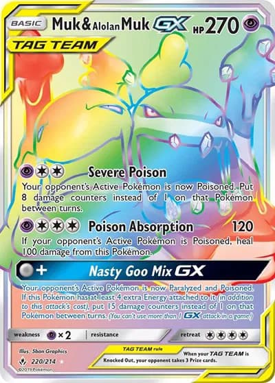Muk & Alolan Muk GX (Secret) Pokemon card