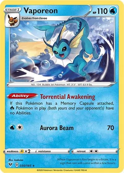 Vaporeon Pokemon card