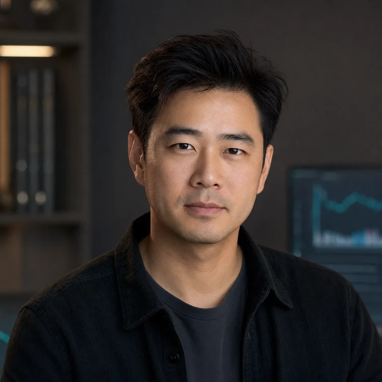 Generated photoreal portrait of Theo Park, BinderDex market journalist