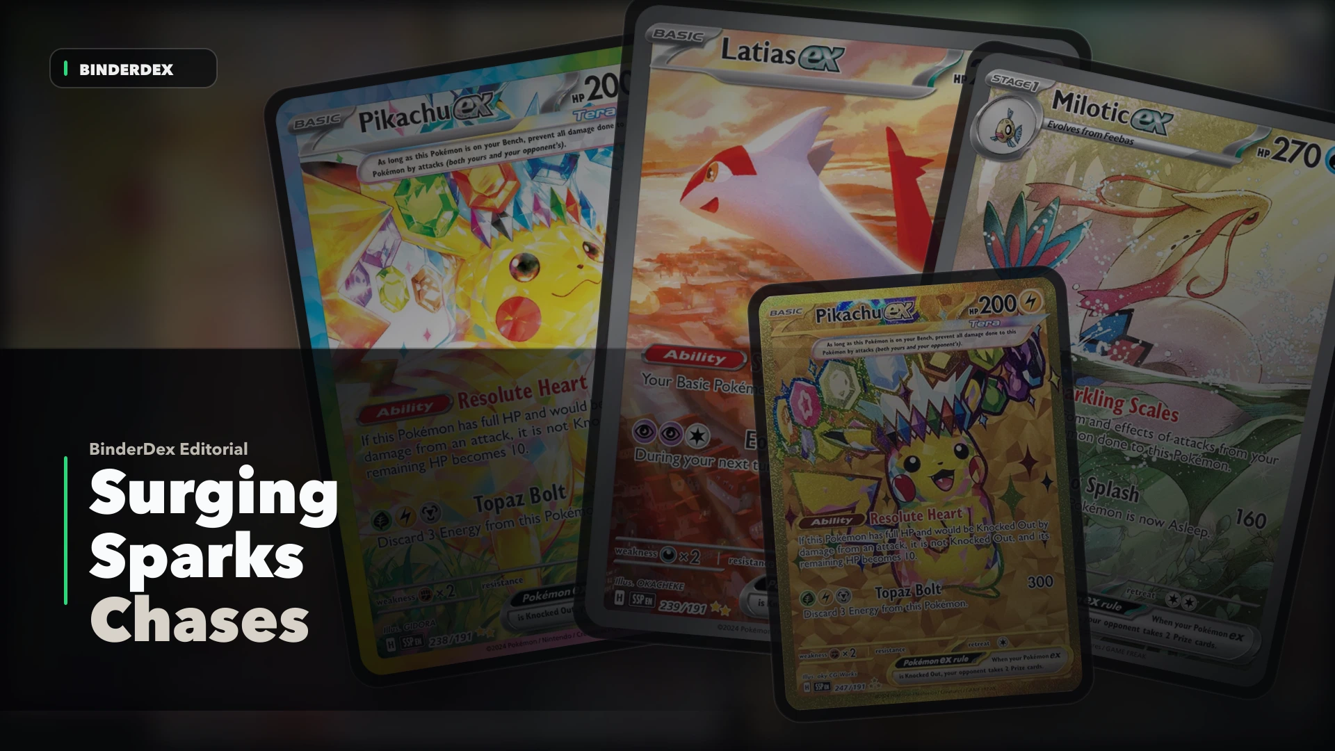 Surging Sparks Chase Cards: Pikachu ex and Latias ex hero image